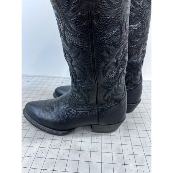 Ariat Men’s Black Leather Cowboy Boots Size 9.5 Western Style - Picture 7 of 10